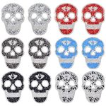WEBEEDY 12 Pcs Rhinestone Skull Applique Repair Patch Iron on Patches Iron on Applique Transfer for Jeans T-Shirts Bags Rhinestone Patches for DIY cCrafts