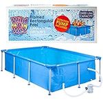 VFM - Medium Rectangular Framed Pool & Filtration Pump 2.6m X 1.8m 2400 Litre Capacity Swimming Family Fun For Kids And Adults Summer Garden Swim - Wild 'n Wet