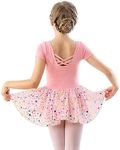 DANSHOW Girls Ballet Leotard Dance Leotard Dress Crisscross Straps Back Toddler Dance Leotard,Shiny Irregular Chiffon Skirt(40401-08Q-M)