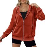 Zeagoo Y2k Hoodie Oversized Zip Up Hoodie Women Sweatshirts with Pockets Lightweight Girls Trendy Hoodies Red XXL