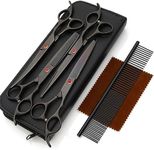 VIsuIvit Professional Dog Grooming Scissors Set 18cm/7 inch, 8 Piece Dog Grooming Shears - Dog Hair Trimming- 6CR Steel Pet Grooming Scissors Kit (Black)