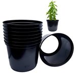 Elixir Gardens Bottomless Black Plastic Plant Pots | Deep Root Tomato Rings/Culture Planter | x 8