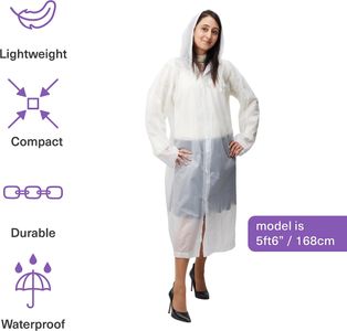 Bramble 6-Pack Adult Waterproof Reusable Clear Rain Ponchos – One Size for Festivals, Sports, Hiking