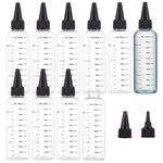 BENECREAT 10 Pack 100ml/3.4 oz Plastic Squeeze Bottles with Scale PET Transparent Black Twist Cap Bottles Graduated Squeeze Dispensing Bottles for Ink Liquid, Oils, Gels, Glue