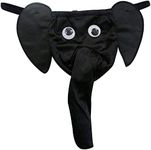 Tender Whisper Men's Elephant Underwear Pouch Briefs Long U Bulge Pouch Low Waist Underwear Briefs G-String Hot Funny Thong (Black)