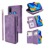 ELISORLI Compatible with Huawei P30 Lite/Nova 4E Wallet Case Wrist Strap Lanyard Flip Card Holder Leather Magnetic Folio Purse Stand Cell Credit Phone Cover for Hawaii P30Lite P 30 30Lite Purple