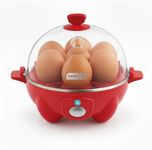 DASH - Quick Egg Pot: 7 Electric Boiled Eggs, Poached Eggs, Scrambled Eggs or Omelets with Auto Off Function, Red
