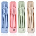 Travel Utensil Sets with Case, Reusable Plastic Cutlery Sets Knife and Spoons Forks for Travel Picnic Camping or Daily Use