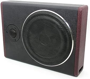 Queeucaer Caisson de basses plat pour voiture - Enceinte active ultra compacte - Sous siège actif - Corps en bois recouvert de cuir synthétique - Réduit les vibrations - Noir
