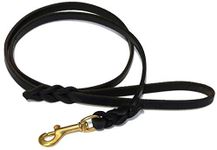 Ray Allen Mfg Signature K9 Braided Leather Leash, 4-Feet x 1/2-Inch, Black