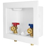 EFIELD Washing Machine Outlet Box, 1/2" Pex-A F1960 Expansion Fitting Connection x 3/4" MHT Connection, Center Drain with Brass 1/4 Turn Valves Installed