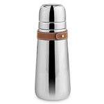 Nambe - Tahoe Collection Stainless Steel Cocktail Shaker with Leather Accent and Strainer Top 3" x 9" - Leather Accent is Removable