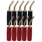 BQLZR Banana Plugs Gold Plated Audio Speaker Cable Connector Open Screw Type Pin Plugs Speaker Connectors Copper Audio Jack for 16, 18, 20, 22, 24 Speakers Wire Pack of 10 2mm Red & Black