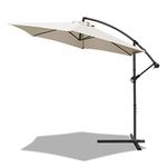 VOUNOT 3m Cantilever Garden Parasol, Banana Patio Umbrella with Crank Handle and Tilt for Outdoor Sun Shade, Beige