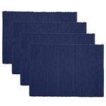 Now Designs Spectrum Placemats Ribbed Cotton, Indigo Blue, 19x13 inches, Set of 4, (901421aa)