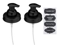 Jarmazing Products Mason Jar Foaming Soap Dispenser Lids - Includes waterproof stickers! Black - 2 Pack