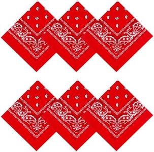 APIGANIZ 100% Cotton Bandanas, 21 x 21 inches, Set of 6 (Basic - Red)