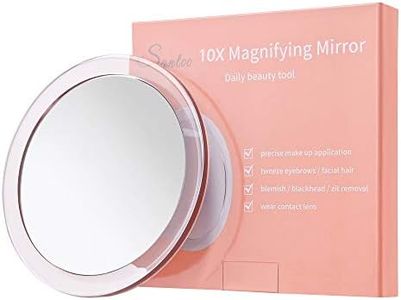 10X Magnifying Mirror (15cm Round) - with 3 Mounting Suction Cups Used for Precise Makeup Application - Eyebrows/Tweezing - Blackhead/Blemish Removal - Bathroom/Travel Makeup Mirror (Rose Gold)