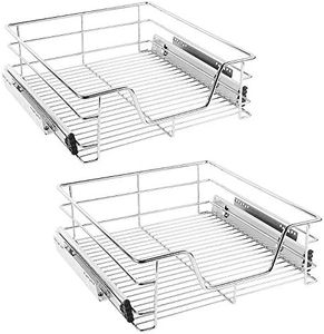Vendeur pro Lot de 2 Tiroirs Téléscopique de Cuisine, Panier de Rangement pour Placard, 2X Tiroirs Télescopiques pour Rééquiper Votre Cuisine d'armoires et d'étagères de Cuisine