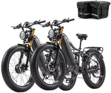 2 Pcs Electric Bike for Adults 3000W Peak AWD Dual Motor 48V 30Ah Battery Up to 90 Miles Long Range 30MPH Mountain E Bikes 26" Fat Tire Off-Road Full Suspension Electric Bicycle, Dual Hydraulic Brakes