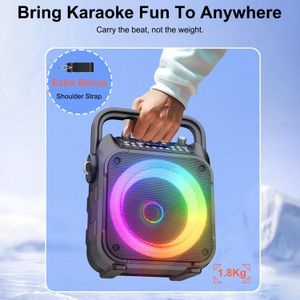 Karaoke Machine with 2 Wireless Microphones – Portable Bluetooth Speaker
