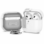 Meyaar Hard Case for Apple AirPods 4 ​​​​​​​Case Cover with Keychain, Automatic Snap Switch, Secure Case, Full Protective Case Cover for Apple AirPods 4th Generation 2024 (White (Hybrid))