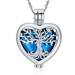 shajwo Heart Cremation Urn Ashes Necklace for Women Men Cremation Ash Pendant Loved One Memorial Jewelry,Blue