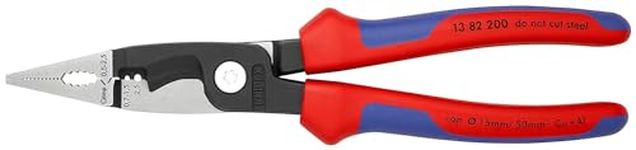 Knipex Pliers for Electrical Installation black atramentized, with multi-component grips 200 mm (self-service card/blister) 13 82 200 SB