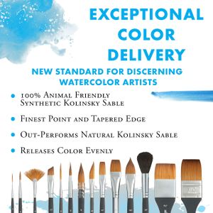 Princeton Aqua Elite Watercolour Brushes Set – Synthetic Kolinsky, 4-Piece Travel, Short Handle