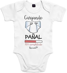 SUPERMOLON Body bebé algodón cargando pañal 3 meses Blanco Manga corta