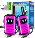 Walkie Talkies Rechargeable, Exssary 3 4 5 6 Year Old Girl Gifts Walkie Talkies for Kids Toys for Girls Age 3 4 5 6 Christmas Birthday Gifts for Girls Walkie Talkie Toddler Kids Outdoor Toys Pink