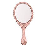 Handheld Vanity Makeup Mirror Decorative Vintage Cosmetic Mirror Hand Held Travel Mirrors (Rose Gold)