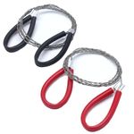 Waziaqoc 2 Pcs Survival Wire Saw, Heavy Duty Emergency Steel Wire Saw, Pocket Size Outdoor Tool for Cutting Wood Rubber Plastic (Black, Red)