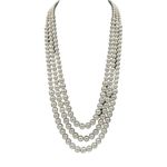 AAMRAPALI SILVER GEMS 3-Line White Beaded Necklace - Chic Multicolor Beads for a Clean Look