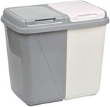 URBNLIVING 60L Double Kitchen Recycling Laundry Duo Bin Garbage Under Cabinet Trash Can (60L-Grey and White)