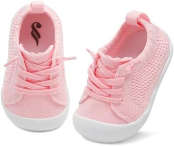 JIASUQI Baby Girls Shoes for Infant First Walkers Slip on Shoes Toddler Shoes for Girls Sneakers Pink 18-24 Months