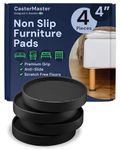 CasterMaster Non Slip Furniture Pads for Hardwood Floors - 4x4 Black Round Rubber Feet for Furniture - Anti Slip Couch Stoppers to Prevent Sliding - Floor Protectors (Set of 4)