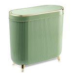 Supteron Bathroom Trash Can with Lid 3.2 Gallon Narrow Trash Can Small Plastic Trash Bin 12 Liter Rectangular Plastic Garbage Can with Press Type Lid for Bedroom Bathroom