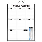 ANLIOTE Weekly Planner Whiteboard for Wall Hanging, 40x30cm Aluminum Frame Portable White Board with Handle, A3 Magnetic Calendar as Meal Planner, Shopping List, Daily Planner for Home Kitchen Office