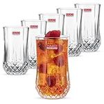 HAADI Drinking Glasses Set of 6 Crystal Clear Tall Water Glass Tumbler Highball Cocktail Glasses for Wine, Whiskey, Juice,Gin and Other Beverages (350ml)