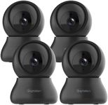 Septekon Security Cameras Indoor, 2K Wired Cameras for Home Security with Night Vision, 2-Way Audio, Motion Detection, Compatible with Alexa (4 Pack), Black