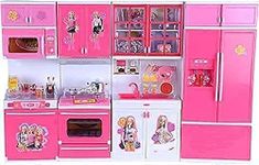 KELLY MILLER Plastic Origin Frozen Modern Kitchen Set, Modern Modular Play with Cooking Toy Refrigerator & Full Accessories for Kids Girls (Multicolor) (4 Door Kitchen Set)