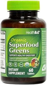 HealthA2Z® Organic Superfood Greens | 60 Tablets | Dietary Supplement | Greens Blend 720mg | Fruits & Veggies Blend 580mg