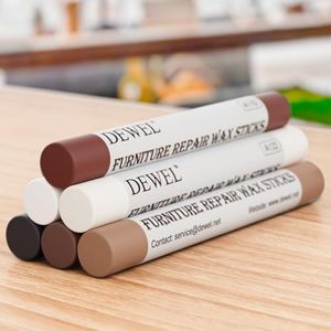 DEWEL Wood Filler Sticks, 6 Colors Wood Crayons for Scratches, Wood Floor Repair Wax Filler Sticks, Furniture Scratch Repair Crayons Kit for Wood Holes, Scratches, Table