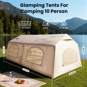 Ytaoeo Inflatable Camping Tent for 8-10 People – 2 Room, Waterproof Oxford, Chimney Opening, 4 Season