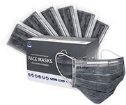 4-PLY BlueEagle Individually Wrapped Disposable Adult Face Masks | Fit for Large Face | with Activated Carbon Filter | Black Color - 50 Pcs (Charcoal Black)