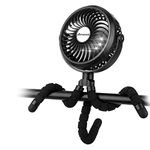 Amacool Battery Operated Stroller Fan Flexible Tripod Clip On Fan with 3 Speeds and Rotatable Handheld Personal Fan for Car Seat Crib Bike Treadmill