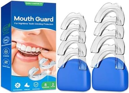 8 Pack Mouth Guard for Grinding Teeth at Night, 2 Sizes with Travel Case| Teeth Grinding Mouth Dental Guard for Sleep| Night Guard For Teeth Grinding and Clenching, Whitening Tray, Sport Athletic