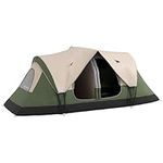 Outsunny 2 Bedroom Camping Tent for 6-8 Man, Large Family Tent with 2000mm Waterproof Rainfly and Screen Panels, Portable with Bag, for Fishing Hiking Festival, Dark Green