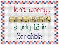 Scrabble Birthday Anniversary Card Cross Stitch Kit with Threads, Fabric, Needle and Instructions HANDMADE (30 Thirty)